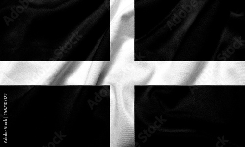 3D Flag of Cornwall (St Piran) satin