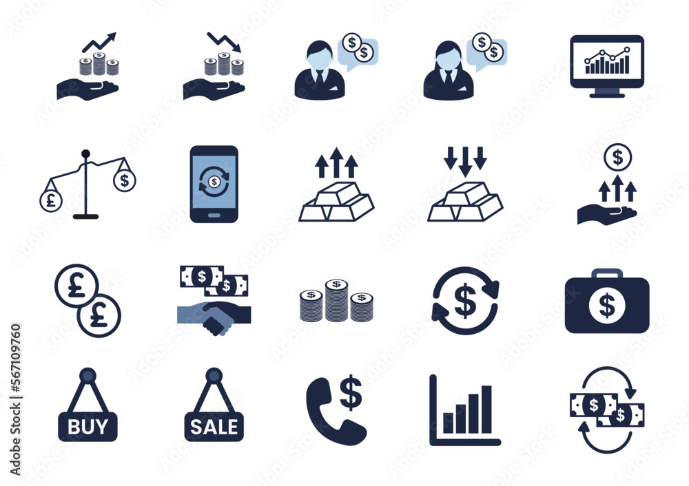 finance and investment flat icon element set