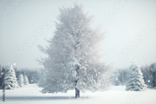 Christmas winter landscape. Christamas holidays. Snow landscape. Slightly blured. Detailed winter scenery. Created by Generative AI
