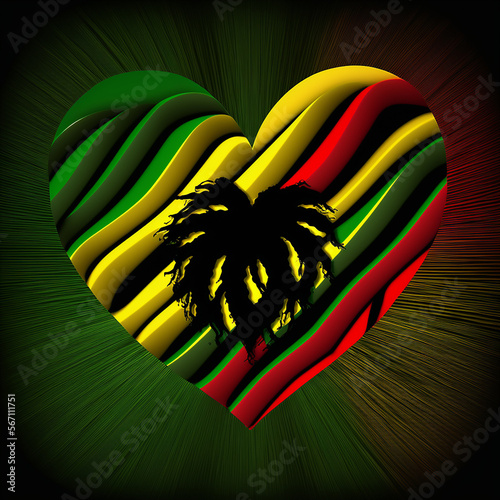 Rasta Heart Palm Tree