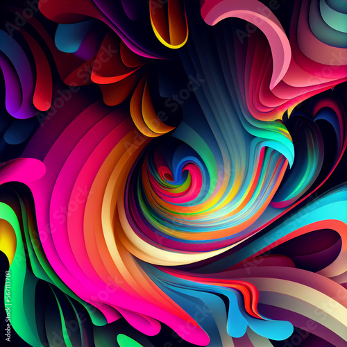 Multi-colored psychedelic abstraction 2d style. Generative AI.