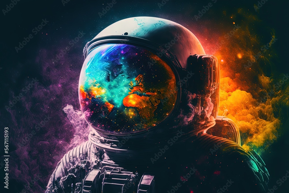 close up astronaut with colorful design, Generative Ai Stock-illustration | Adobe Stock