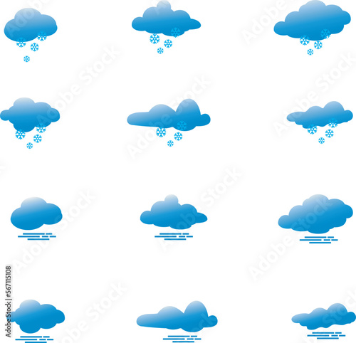 collection of weather vector illustrations. wind cloud snowfall icon snow