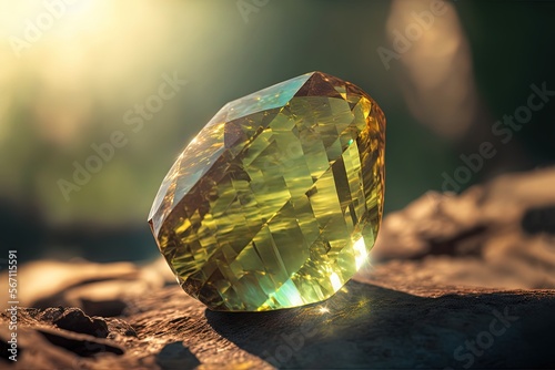 Chrysoberyl, close up raw material mineral gemstone, idea for gemology and spiritual theme concept, Generative Ai 