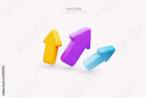 3d vector collection bright isometric arrows illustration. Direction cursor