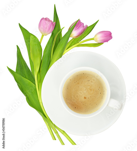 Cup of coffee and soucer wi...