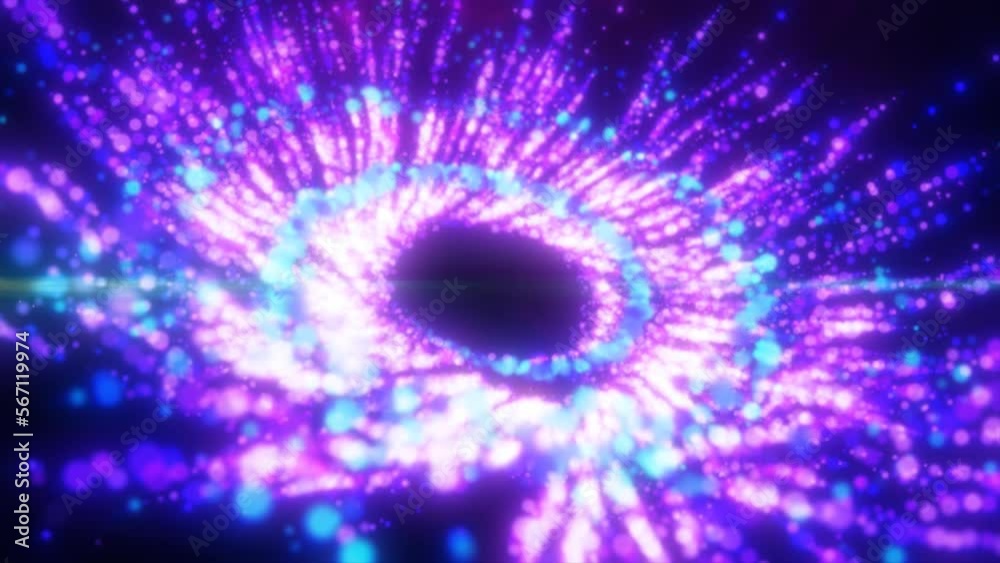 Abstract purple and blue bright luminous particles flying in a spiral in a whirlwind magical energy, abstract background. Video 4k, motion design Abstract purple and blue bright luminous particles flying in a spiral in a whirlwind magical energy, abstract background. Video 4k, motion design