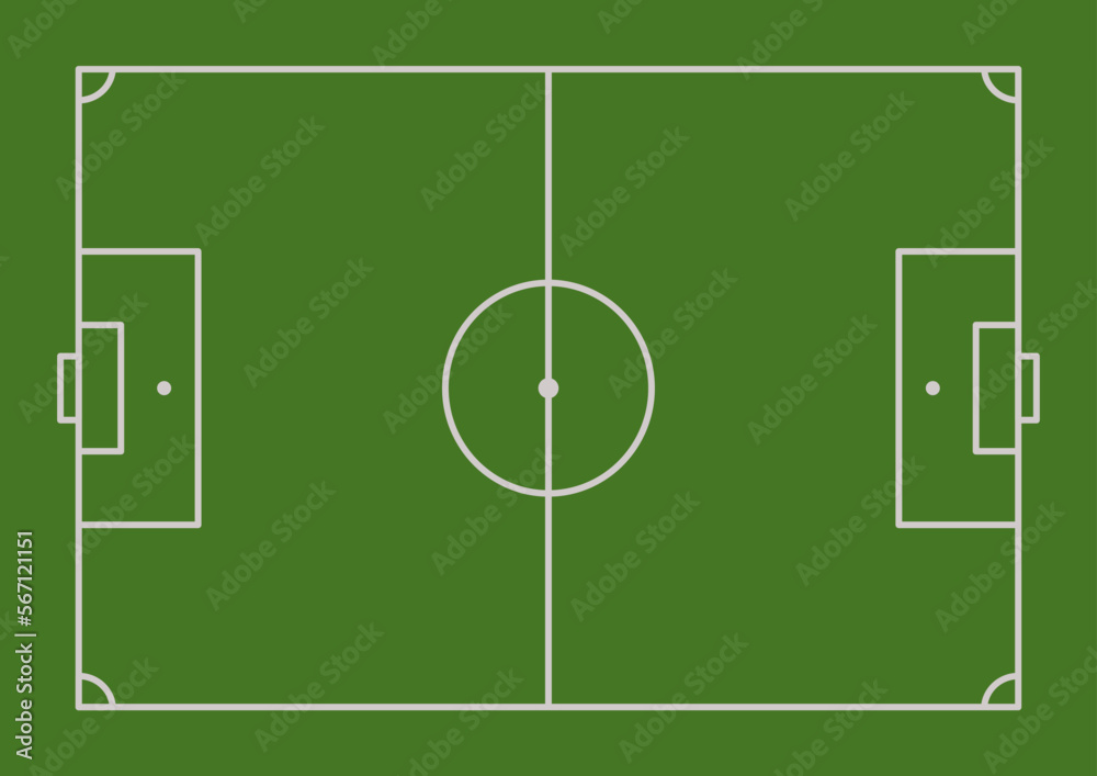 Fototapeta premium Green grass soccer football field layout - vector illustration
