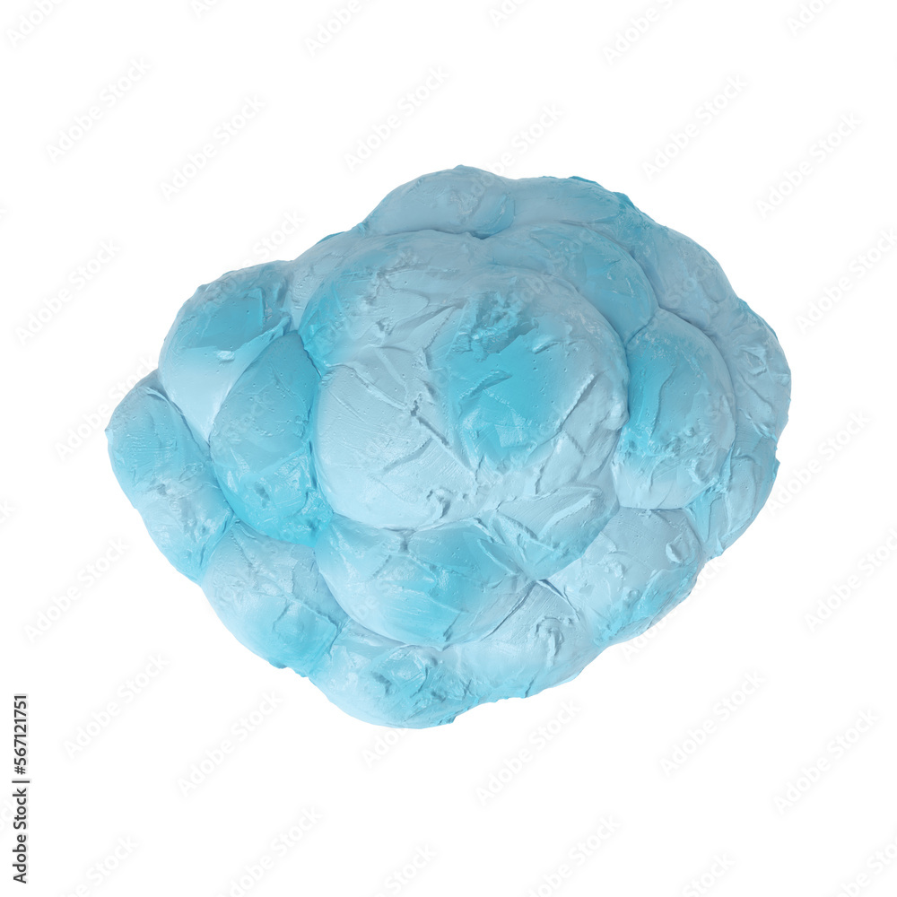 Obraz premium Cartoon rain cloud from plasticine or clay isolated transparent background 3d rendering 