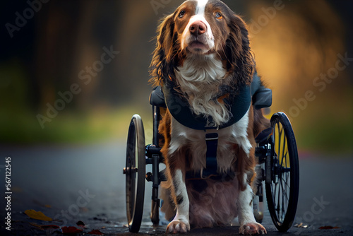 Glücklicher Hund im Rollstuhl - Generative Ai © Sarah