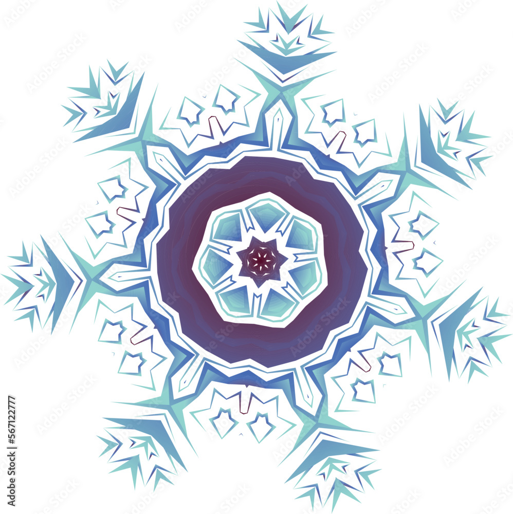 Decorative snowflake in shades of blue. Vector file for designs.