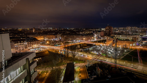 Cityscape at night In Strasbourg in France on January 2023