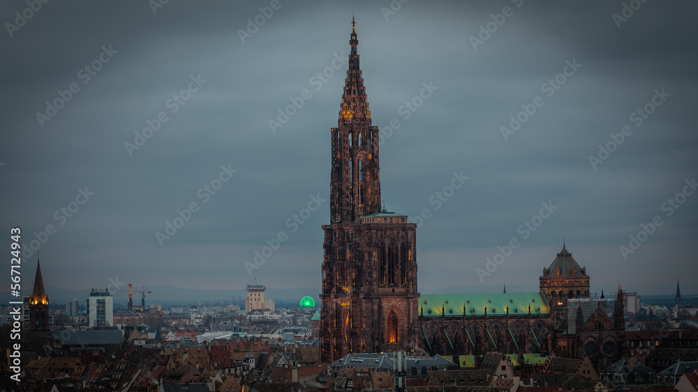 Skyline and Cathedral of Strasbourg in Strasbourg in France on January 2023 Skyline and Cathedral of Strasbourg in Strasbourg in France on January 2023