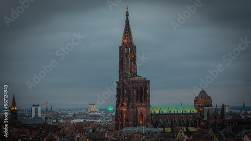 Skyline and Cathedral of Strasbourg in Strasbourg in France on January 2023