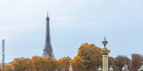 Eiffel Tower in Autumn in Paris, France