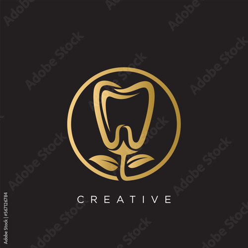 dental flower logo design vector