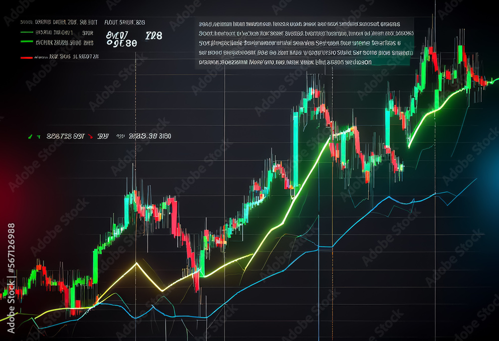 Stock market digital graph chart, AI Generative Illustration. Stock market price, quotation. Indicator financial forex trade. Financial data analysis graph. cryptocurrency trading exchange chart. Stock market digital graph chart, AI Generative Illustration. Stock market price, quotation. Indicator financial forex trade. Financial data analysis graph. cryptocurrency trading exchange chart.