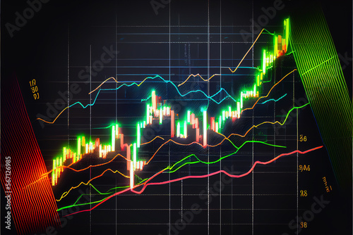 Stock market digital graph chart, AI Generative Illustration. Stock market price, quotation. Indicator financial forex trade. Financial data analysis graph. cryptocurrency trading exchange chart.