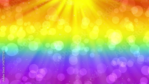 LGBT background with rainbow colors. Animated Sunrays, bokeh, glitter. Loop. 25fps photo