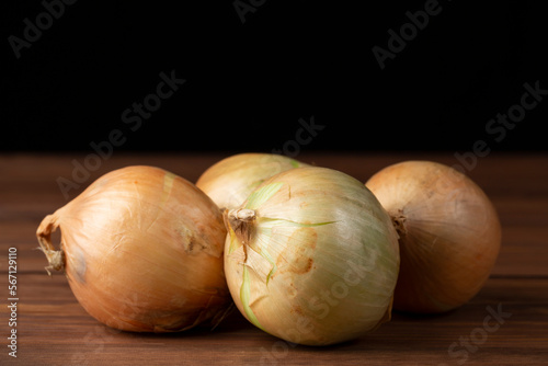 Onion on a dark background.Fresh vegetables.Sale.