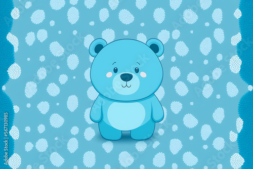 Adorable Blue Bear, A Cute and Colorful Illustration background,Generative AI 