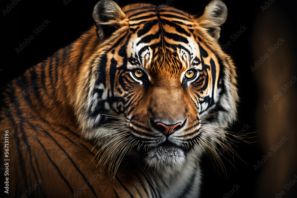 Fototapeta premium Realistic Portrait of a Majestic Tiger Generative AI