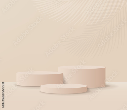 Realistic Podium And Pastel Background