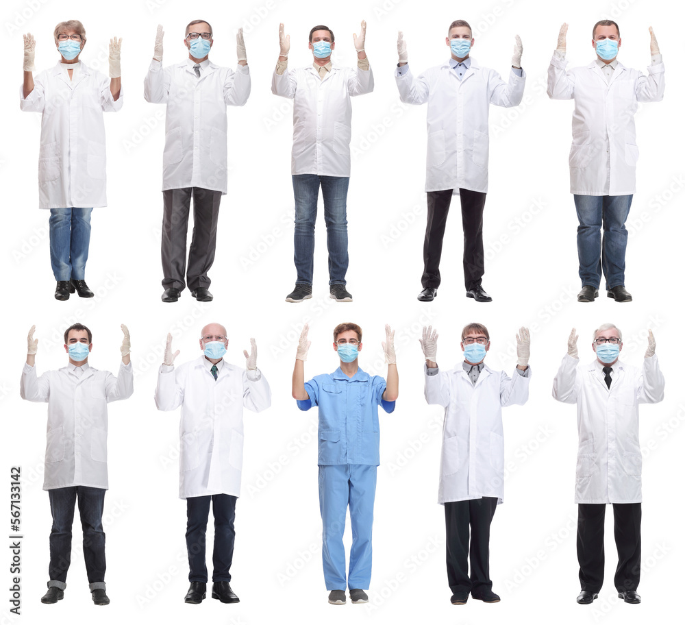 group of doctors in mask isolated on white group of doctors in mask isolated on white
