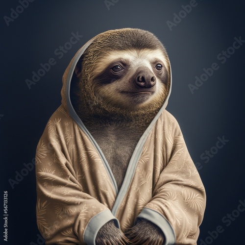 sloth in pajama made with Generative AI photo