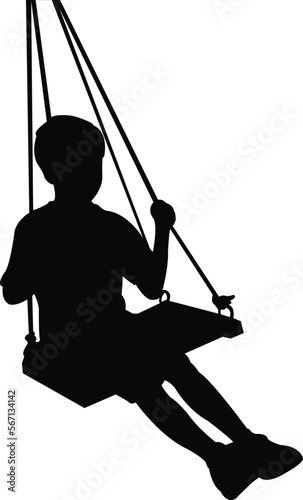 a boy swinging body silhouette vector