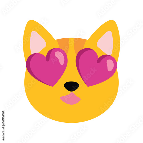 Smiling Cat with Heart-Eyes vector emoji design. Isolated sign of feelings of love, infatuation, and adoration symbol character sticker.