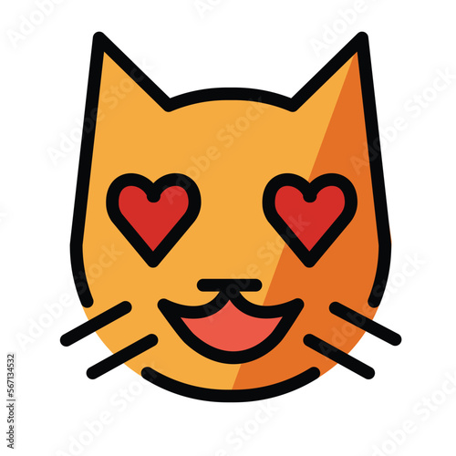 Smiling Cat with Heart-Eyes vector emoji design. Isolated sign of feelings of love, infatuation, and adoration symbol character sticker.