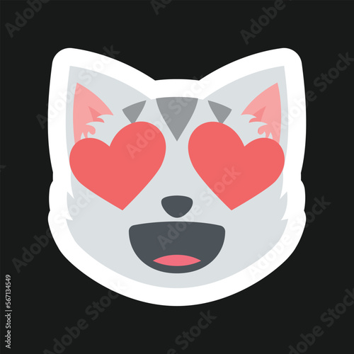 Smiling Cat with Heart-Eyes vector emoji design. Isolated sign of feelings of love, infatuation, and adoration symbol character sticker.