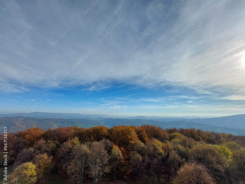 Nice view from Velký Lopeník and Velká Javořina in Bílé Karpaty in Czech republic