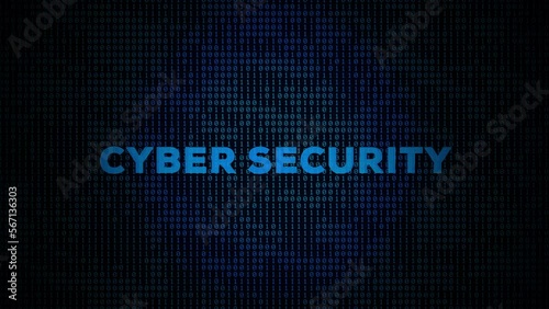 Cyber Security Concept. Binary data effect background with cyber security text.