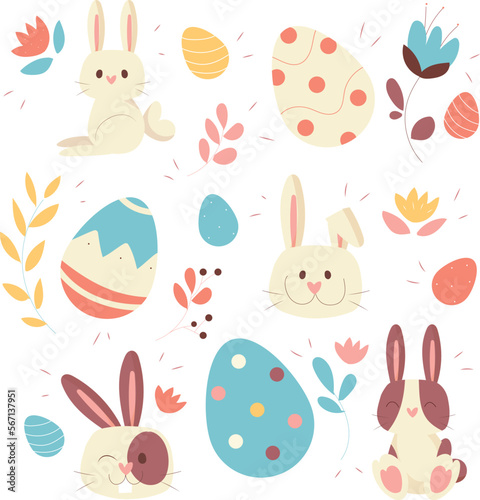 Easter seamless pattern with rabbits and bunny free vector
