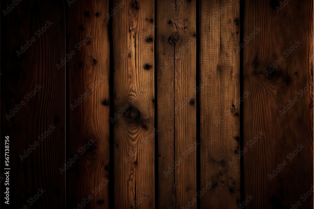 a dark wood background with some light coming from the top of the wood and the bottom of the planks of the wood with the light shining on the top of the planks. generative ai a dark wood background with some light coming from the top of the wood and the bottom of the planks of the wood with the light shining on the top of the planks. generative ai