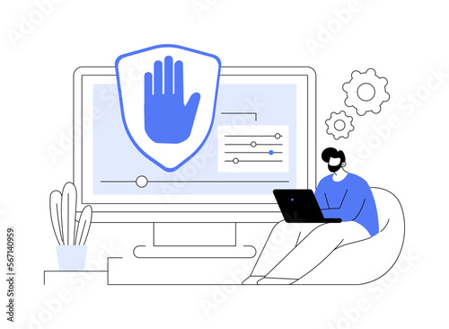 Ad blocking software abstract concept vector illustration.