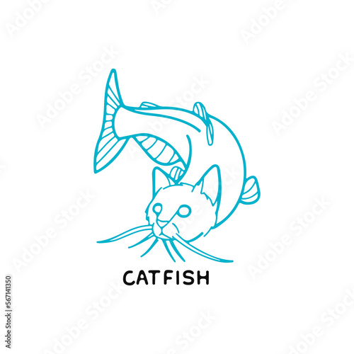 cat headed fish vector illustration concept