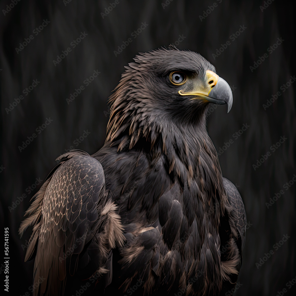 Obraz premium Golden Eagle Portrait-Generative AI