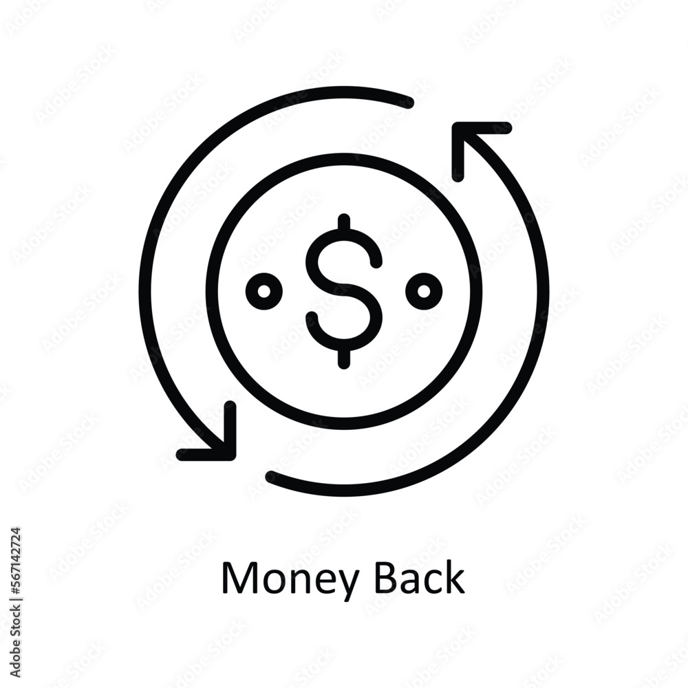 Money Back Vector Outline icon for your digital or print projects. stock illustration Money Back Vector Outline icon for your digital or print projects. stock illustration