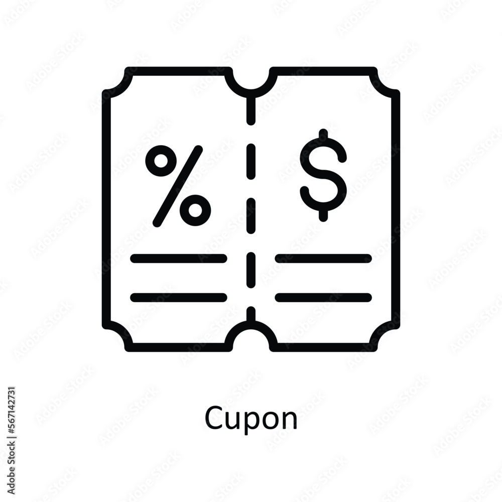 Cupon Vector Outline icon for your digital or print projects. stock illustration Cupon Vector Outline icon for your digital or print projects. stock illustration