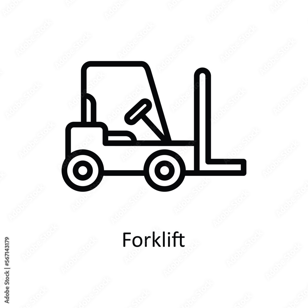 Forklift Vector Outline icon for your digital or print projects. stock illustration