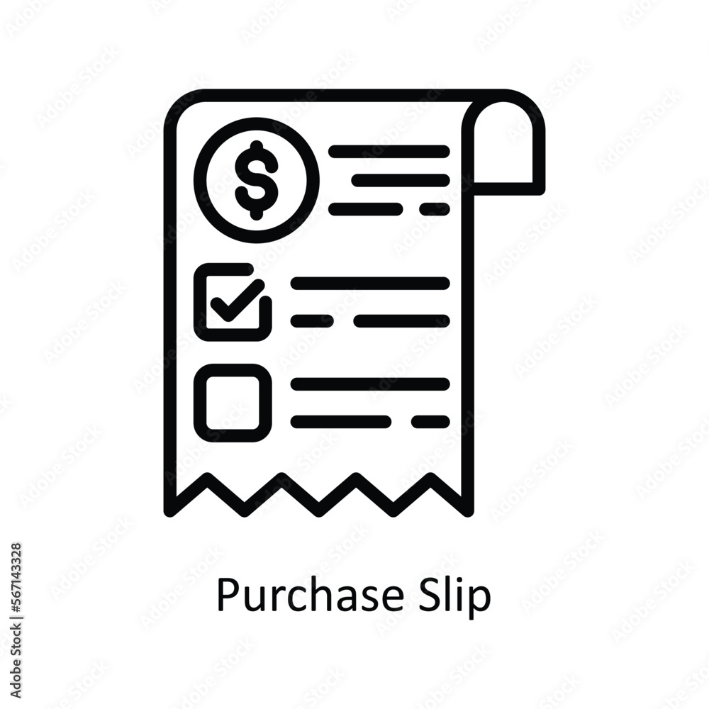 Purchase Slip Vector Outline icon for your digital or print projects. stock illustration