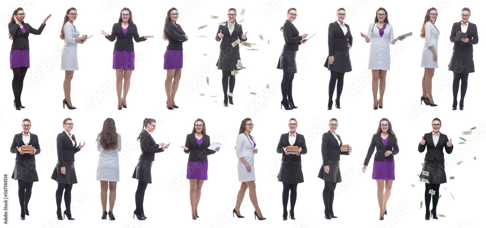 collage of a woman in full growth displaying many professions collage of a woman in full growth displaying many professions