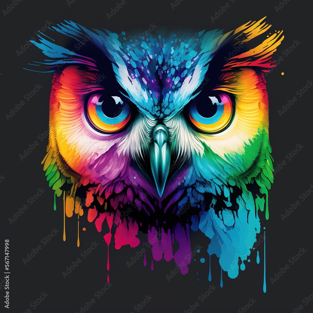 background with owl color flat illustration