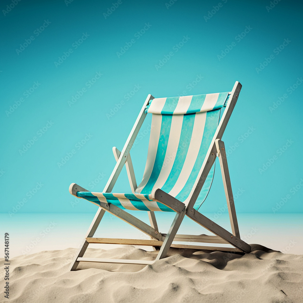 beach chair on the beach, created with generative ai beach chair on the beach, created with generative ai
