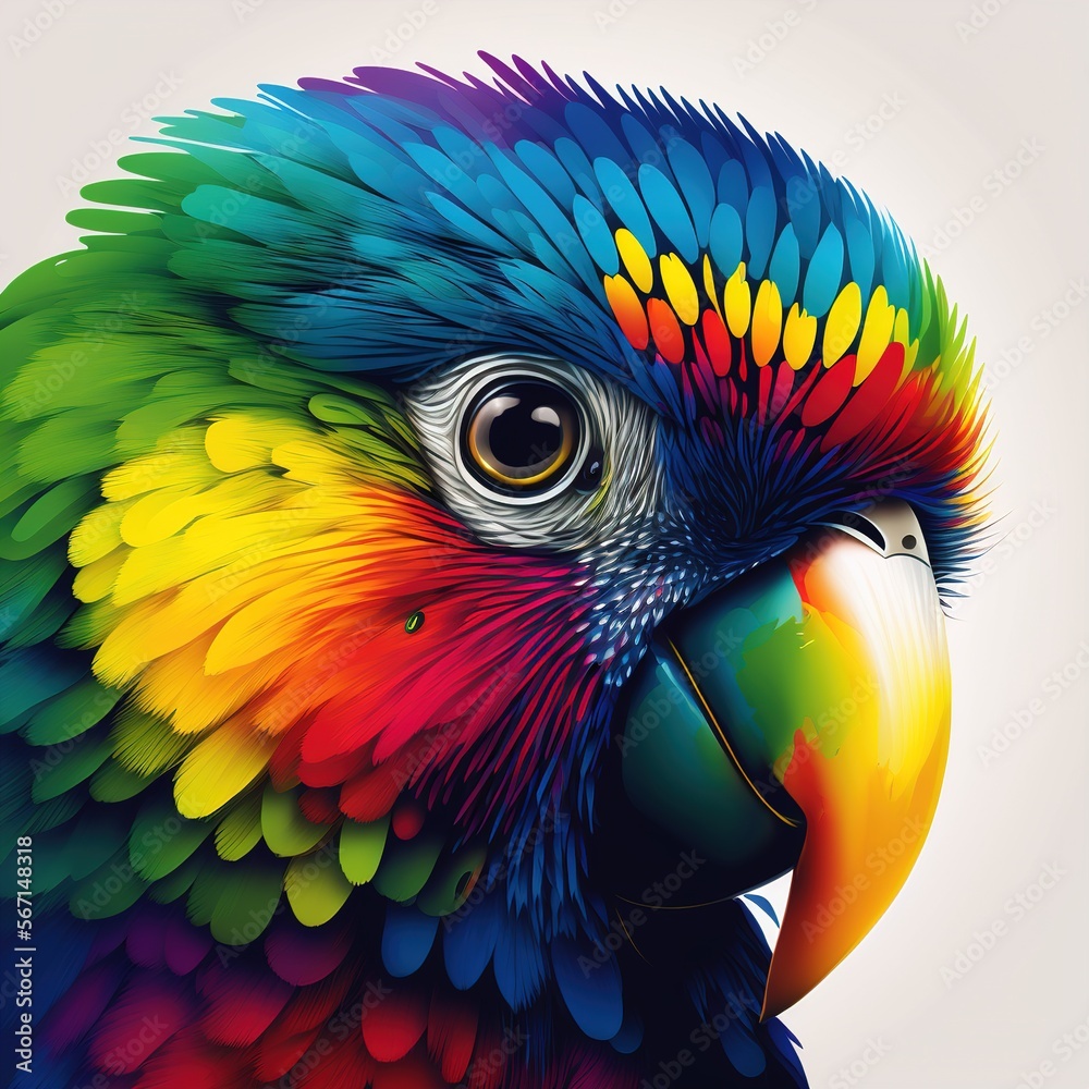 Fototapeta premium background with parrot color flat illustration