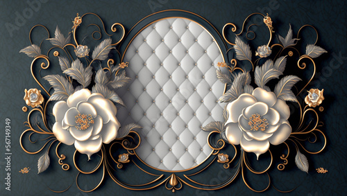 3D wallpaper for home interior classic decorations background Flowers Classic, illustration 3d