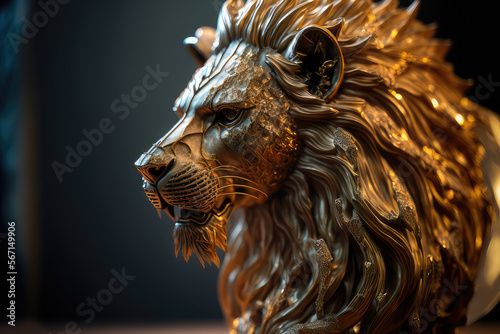 Lion sculpture made of gold and crystal photo